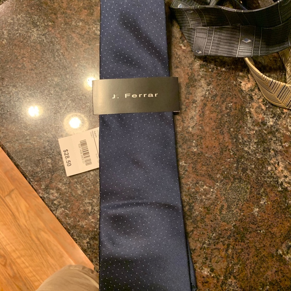 J Ferrar navy microdot tie
